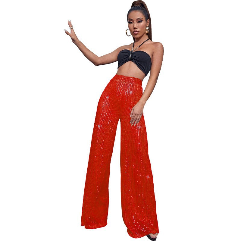 Women's High Waist Sequin Wide Leg Pants - Image 5