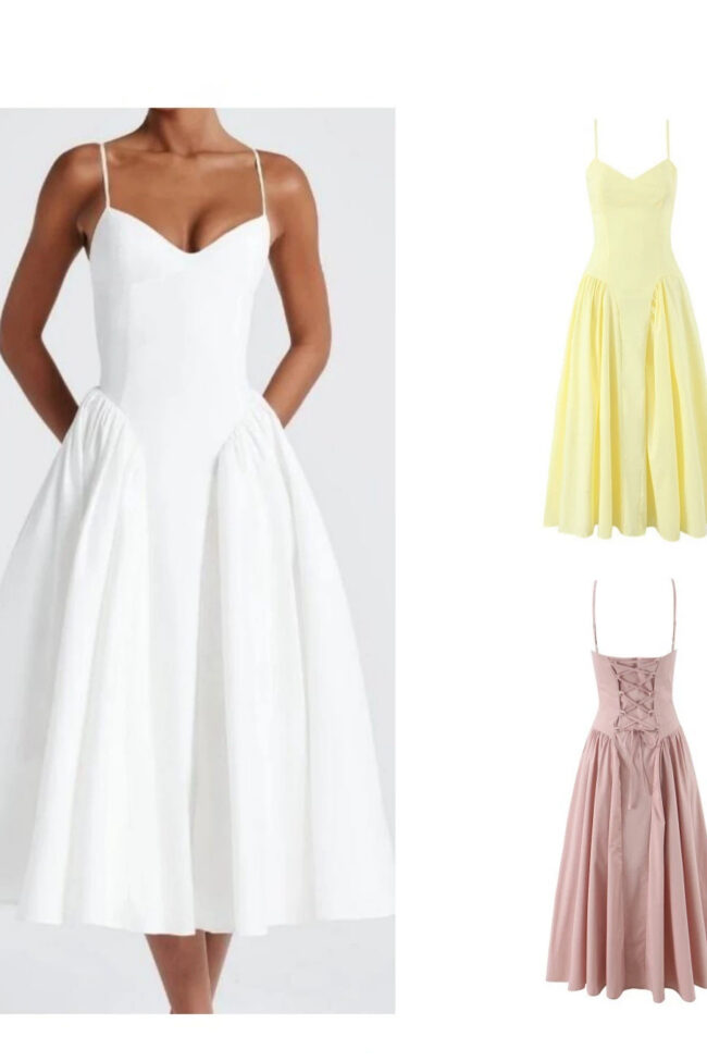 The Apolline Parisian Strappy Smocked Waist Dress – La Rose Couture Dresses & Gowns
