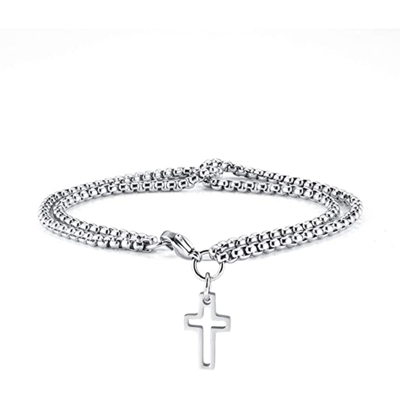 Men's stainless steel bracelet double-layer personalized fashion bracelet - Image 5