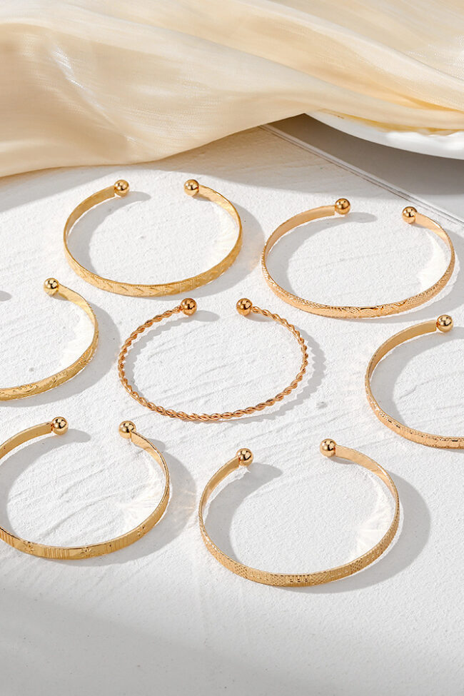 The Noemie 7 Piece Braided Open Bracelet Set with Star and Geometric Patterns Detail – La Rose Couture Jewellery & Accessories