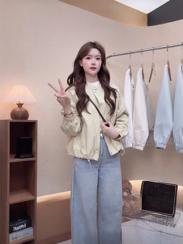 Women's Minimalist Stand Collar Zip-Up Casual Jacket - Image 2