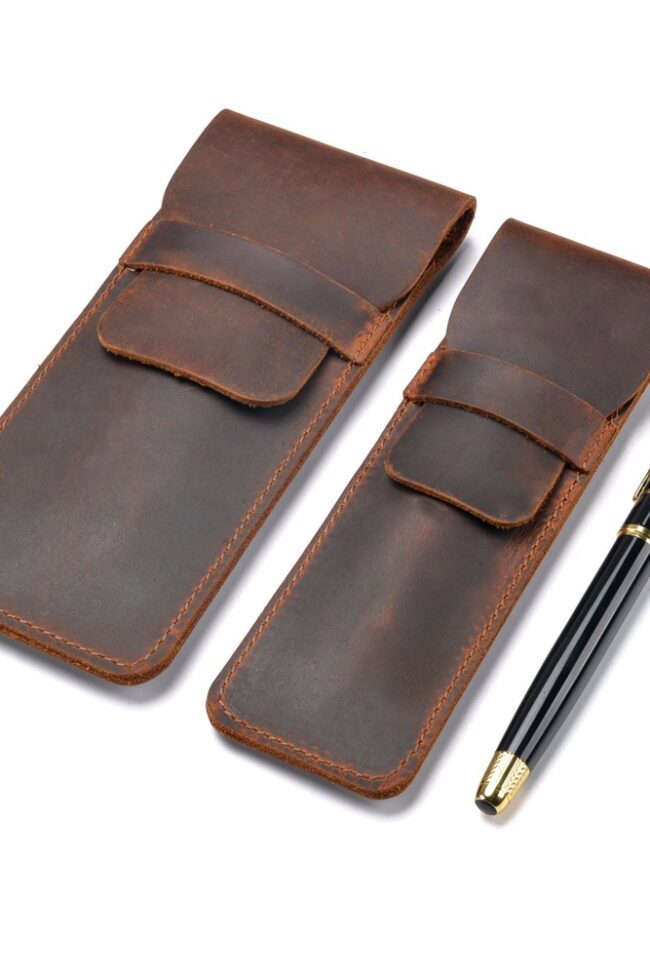 The Adrienne Handmade Crazy Horse Leather Pen Case Vintage Protective Pencil Sleeve Detail – La Rose Couture Jewellery & Accessories