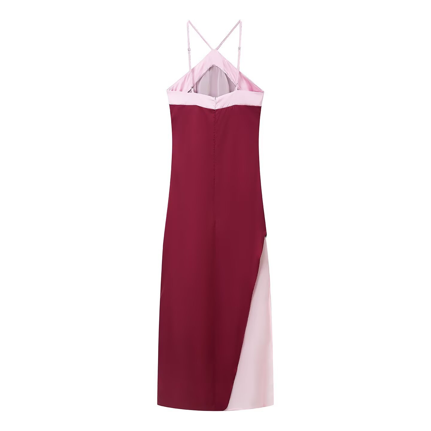 Womens Color Block Halter Neck Dress - Image 2
