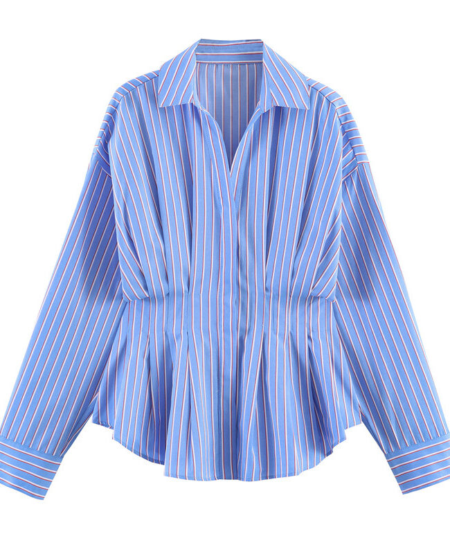 The Tatiana Loose Pleated Striped Shirt Detail – La Rose Couture Dresses & Gowns