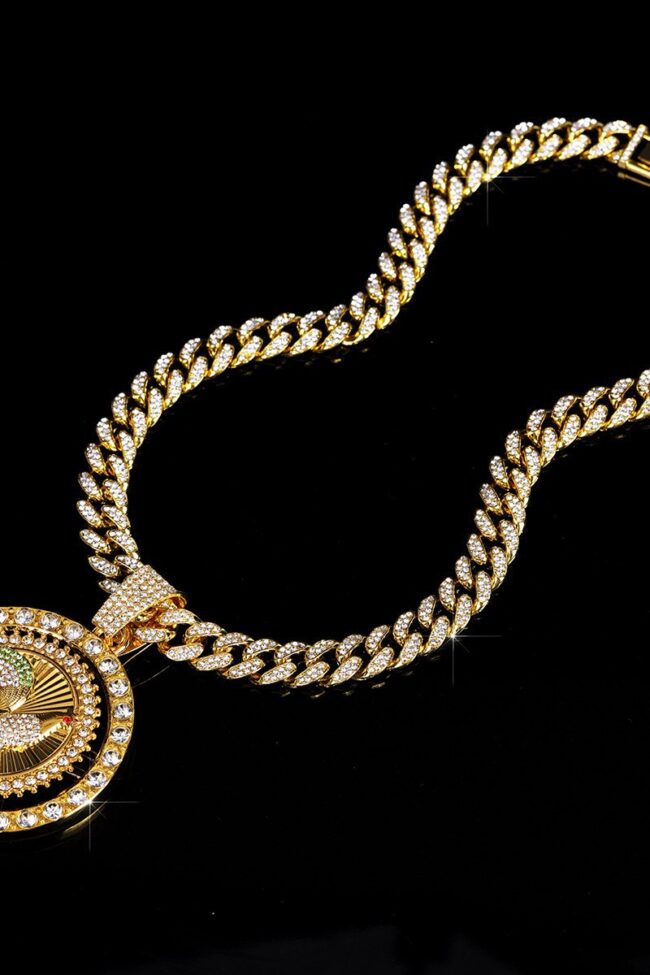 The Agathe Rhinestone Pendant Necklace Hip Hop Style Detail – La Rose Couture Jewellery & Accessories