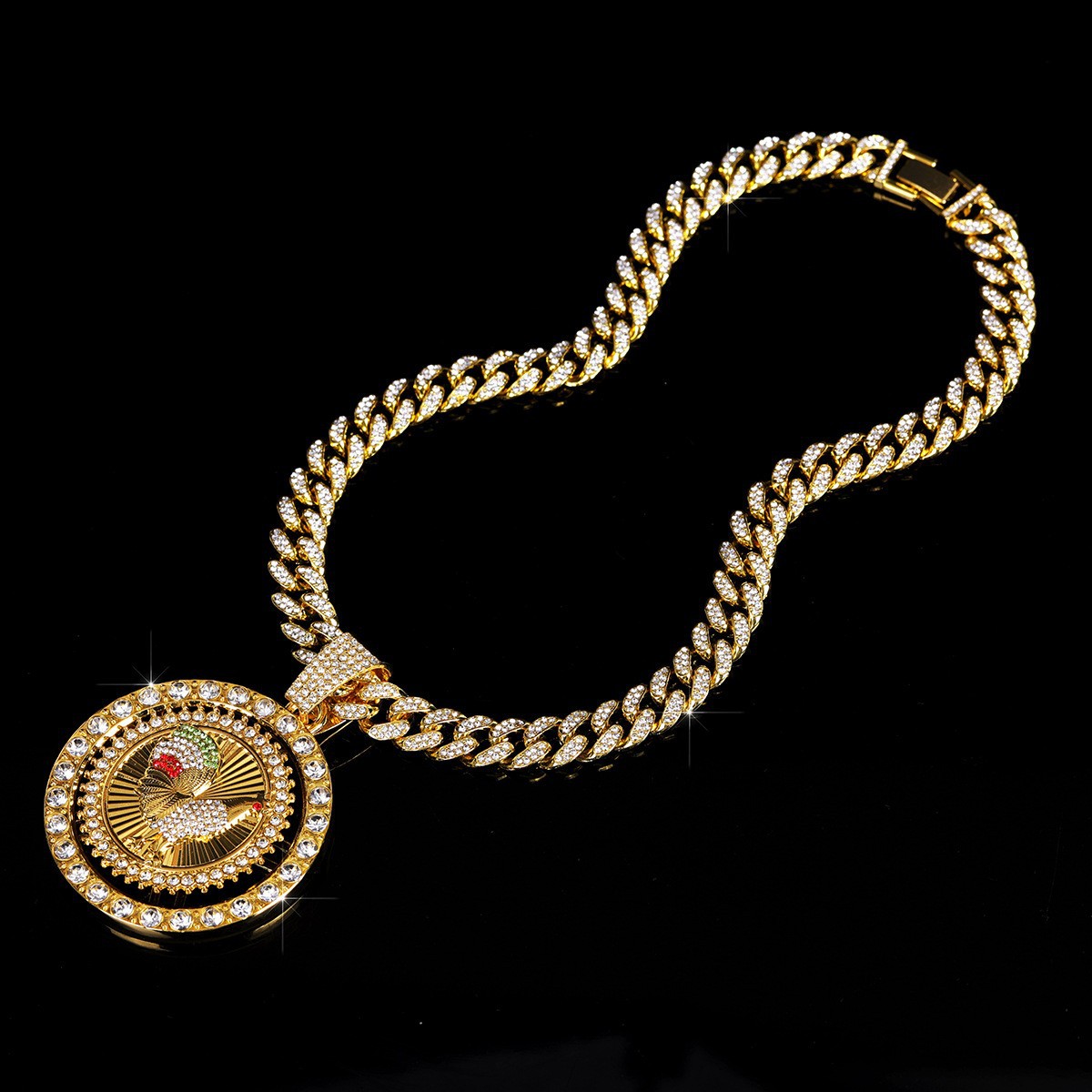 Rhinestone Pendant Necklace Hip-Hop Style - Image 5