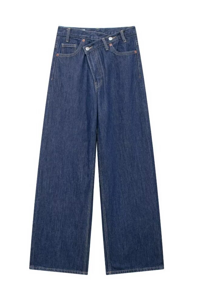 The Angele High Waist Wide Leg Denim Pants Detail – La Rose Couture Trousers & Skirts