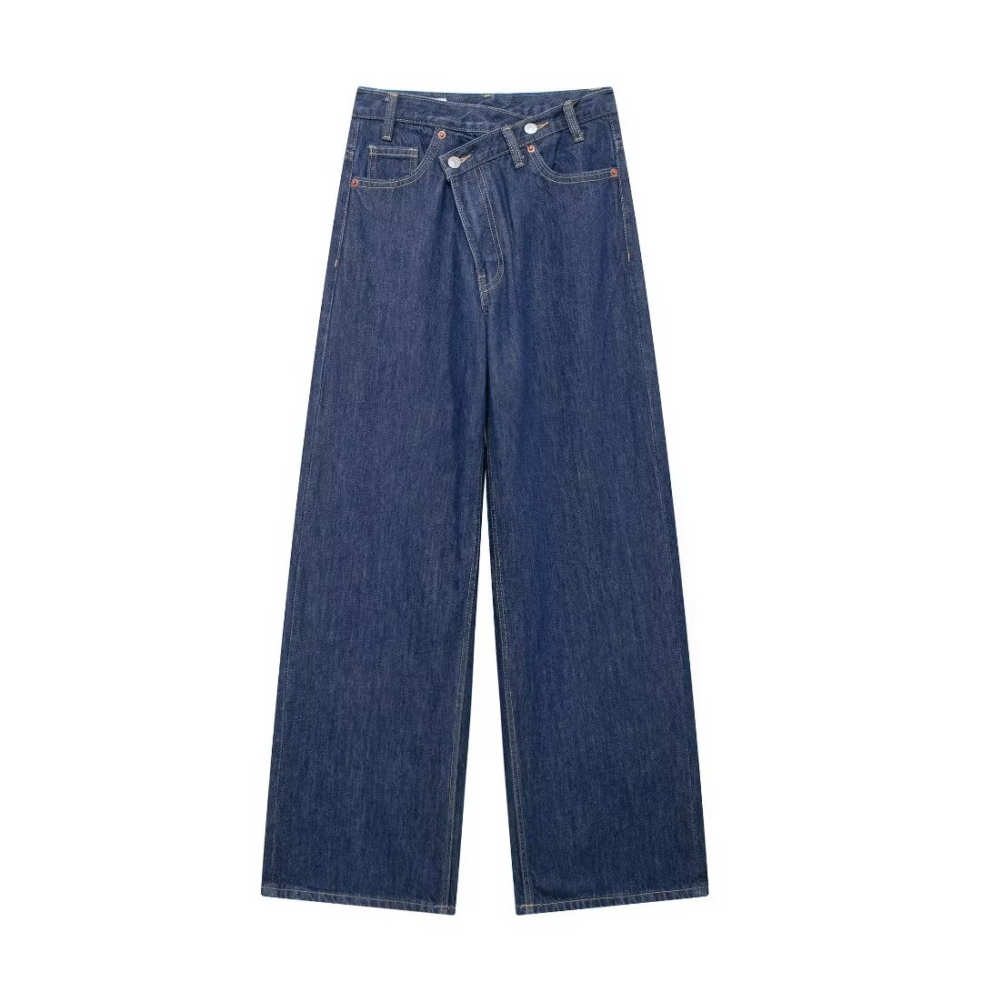Womens High Waist Wide Leg Denim Pants - Image 3