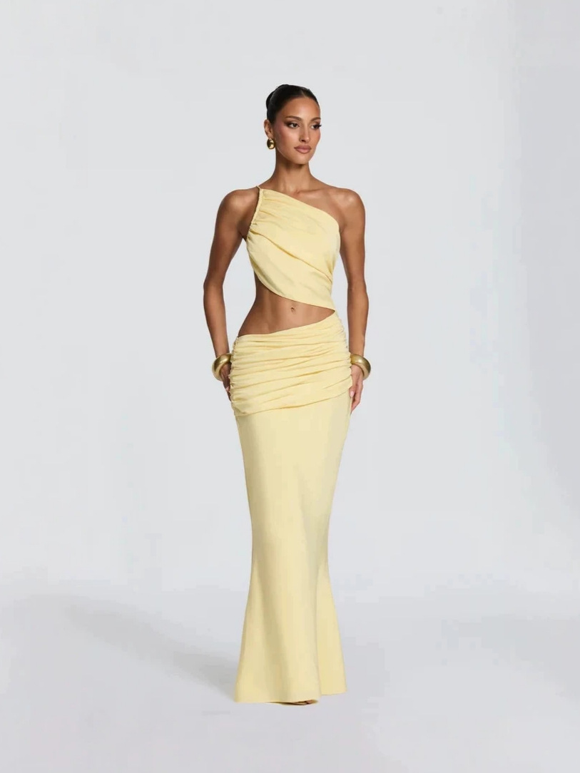 Slim-Fit Hollow-Out Waist Long Dress - Image 5