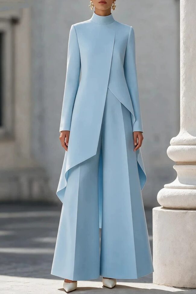 The Ophelie High Neck Wide Leg Pants Set Detail – La Rose Couture Trousers & Skirts