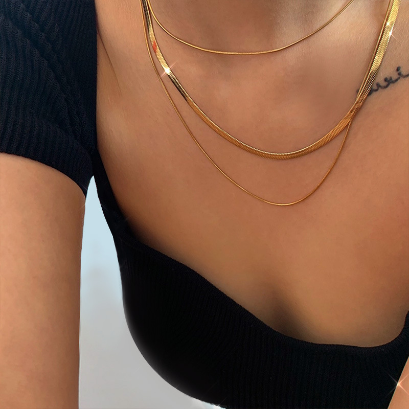 Minimalist Three-Layer Snake Bone Chain - Image 2