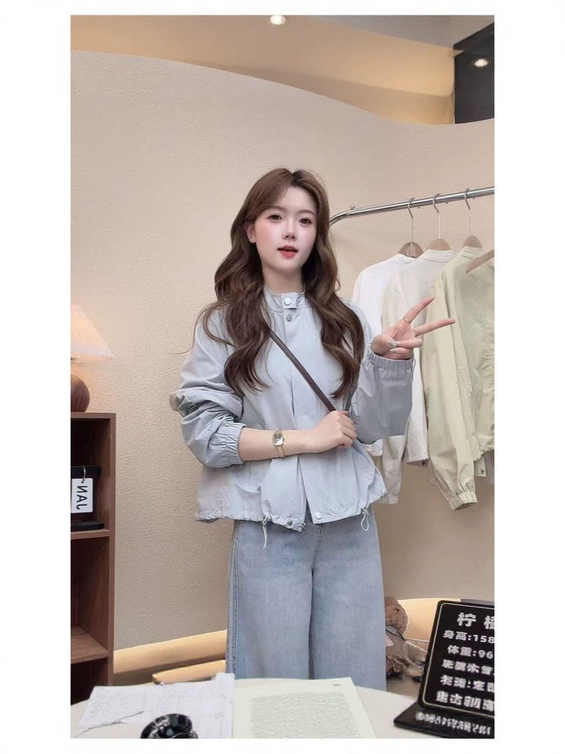 Women's Minimalist Stand Collar Zip-Up Casual Jacket - Image 4