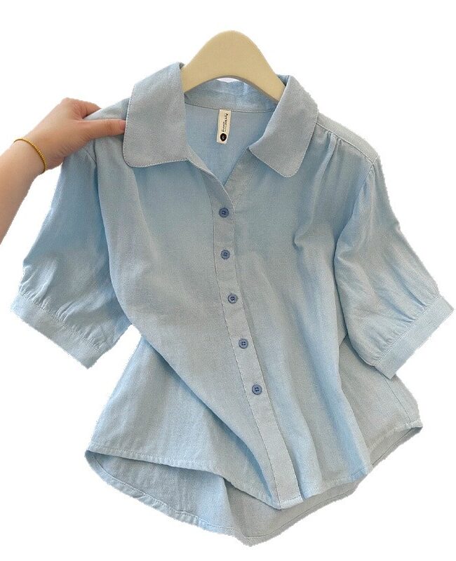 The Morgane Pure Cotton Double Layer Gauze Half Sleeve Casual Shirt Detail – La Rose Couture Tops & Blouses
