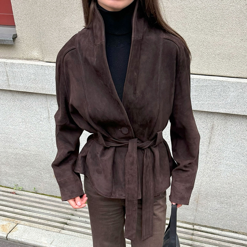 Retro Suede Long Sleeve Jacket