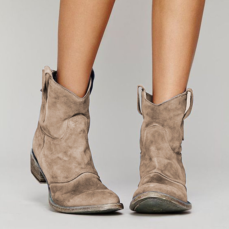 Women's Suede Flat Martin Boots Plus Size Warm Ankle Boots - Image 3
