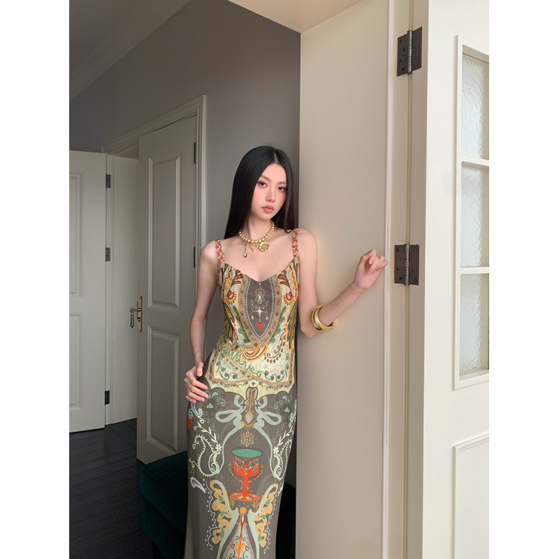Womens High Waist Floral Print Fishtail Dress - Image 4