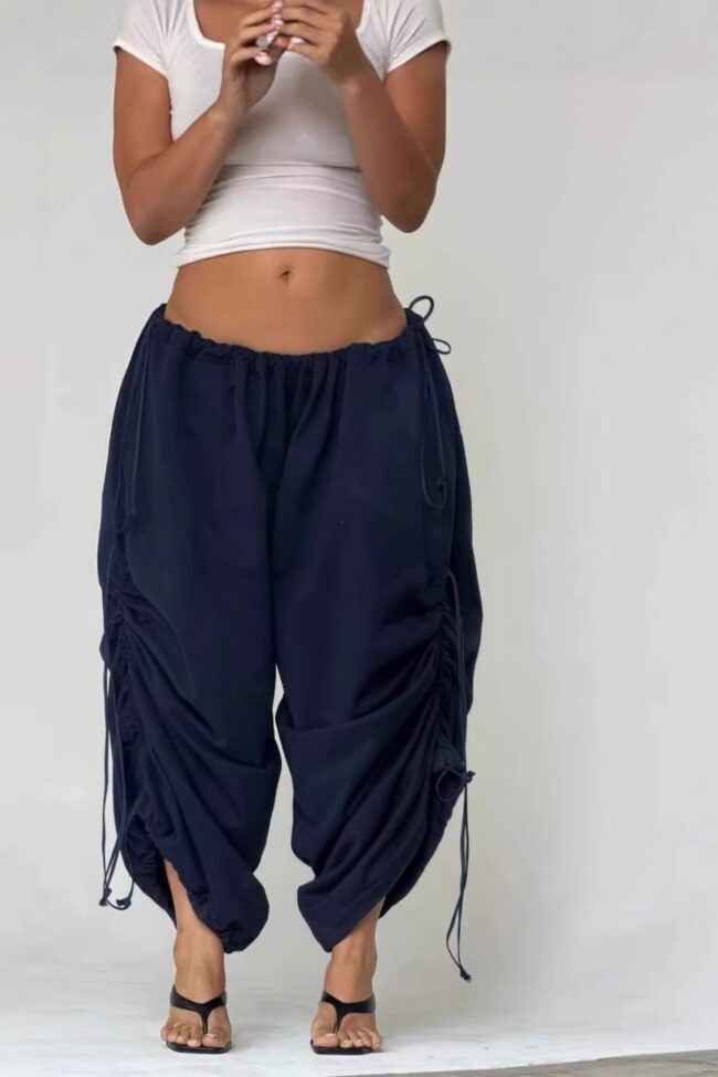 The Noemie Elastic Waist Wide Leg Pants Detail – La Rose Couture Trousers & Skirts