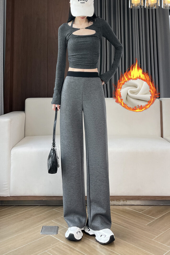 The Rosalie High Waisted Fleece Lined Wide Leg Pants Detail – La Rose Couture Trousers & Skirts