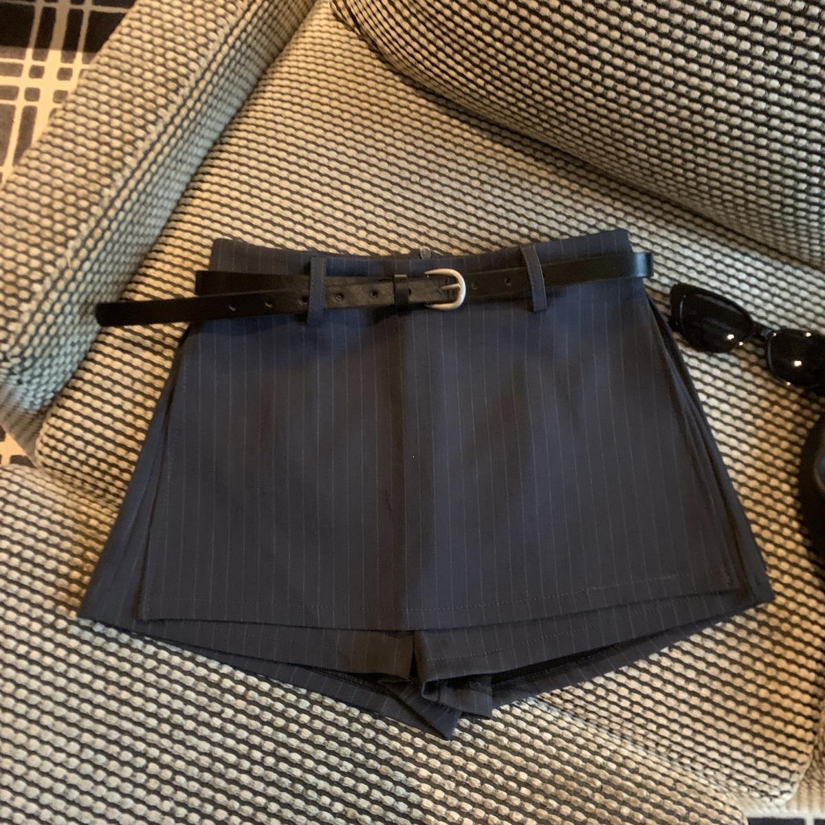 Retro High Waist Pleated Skirt with Belt - Image 4