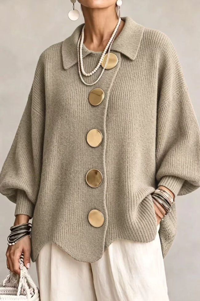 The Margot Knitted Coat Wave Hem Retro Loose Cardigan Detail – La Rose Couture Coats & Jackets