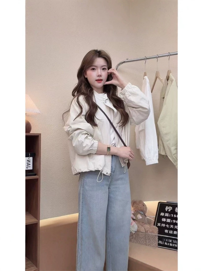 Women's Minimalist Stand Collar Zip-Up Casual Jacket - Image 5