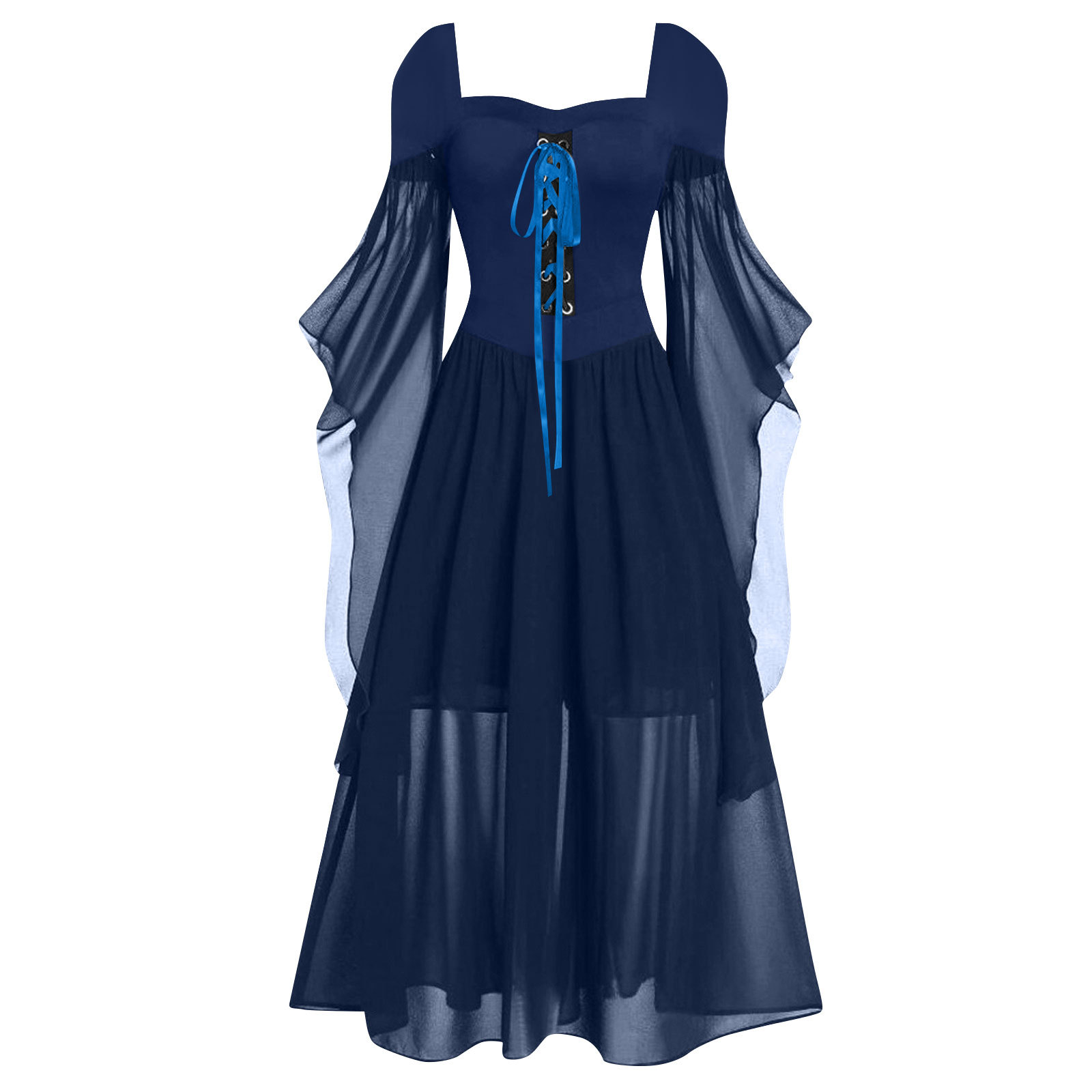Witch Style Long Dress with Flare Sleeves - Image 3