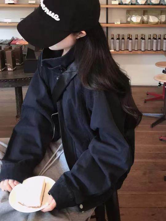 Women's Korean Style Stand Collar Zip Jacket Autumn Winter Chic Outwear - Image 5