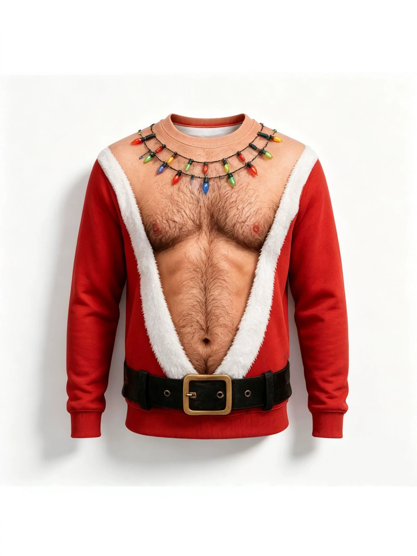 Men's 3D Printed Fake Abs Funny Crew Neck Sweatshirt Novelty Christmas Loose Top