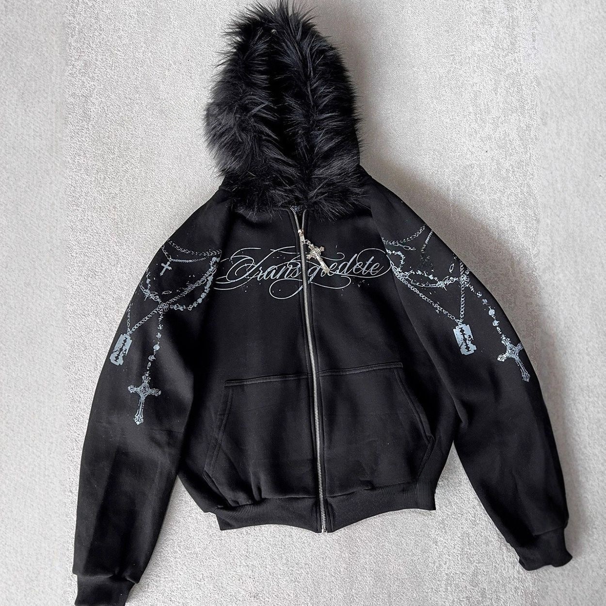 Printed Zipper Hoodie and Sweatpants Set - Image 5