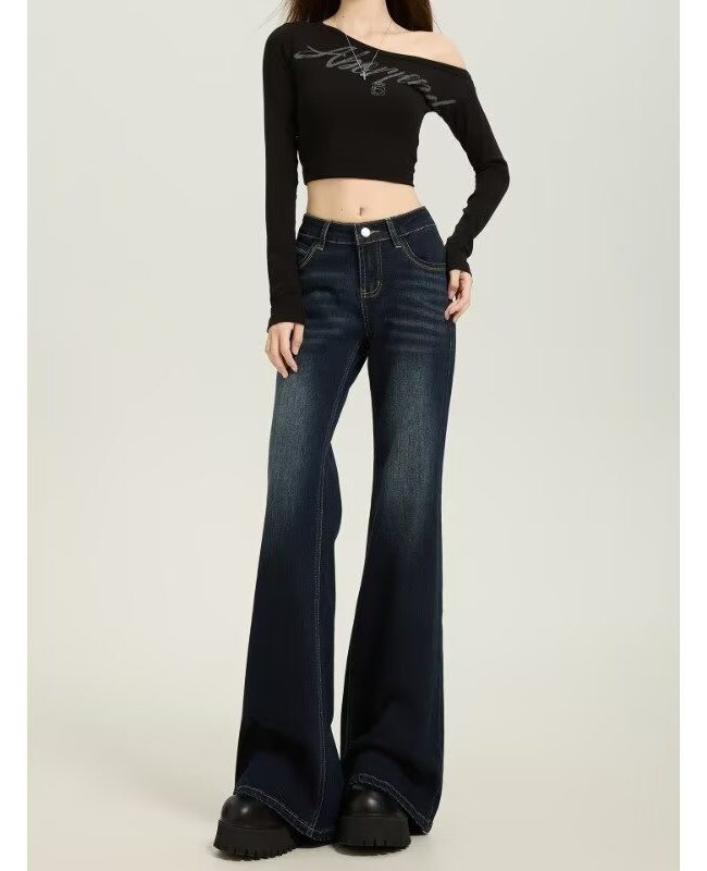 The Clemence Denim Wide Leg Pants Detail – La Rose Couture Trousers & Skirts