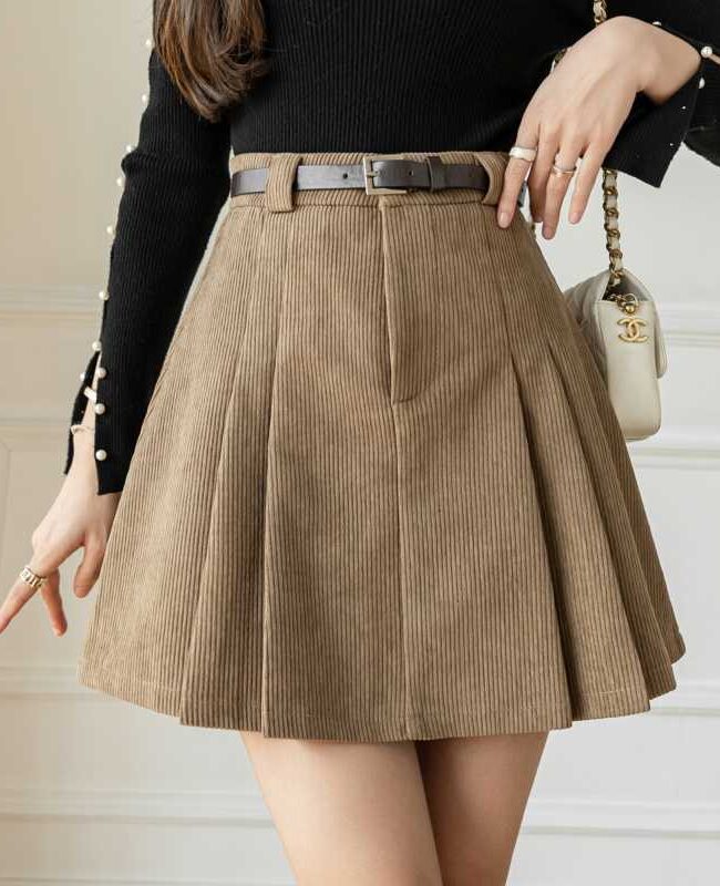 The Margot High Waist Pleated Corduroy Skirt – La Rose Couture Trousers & Skirts