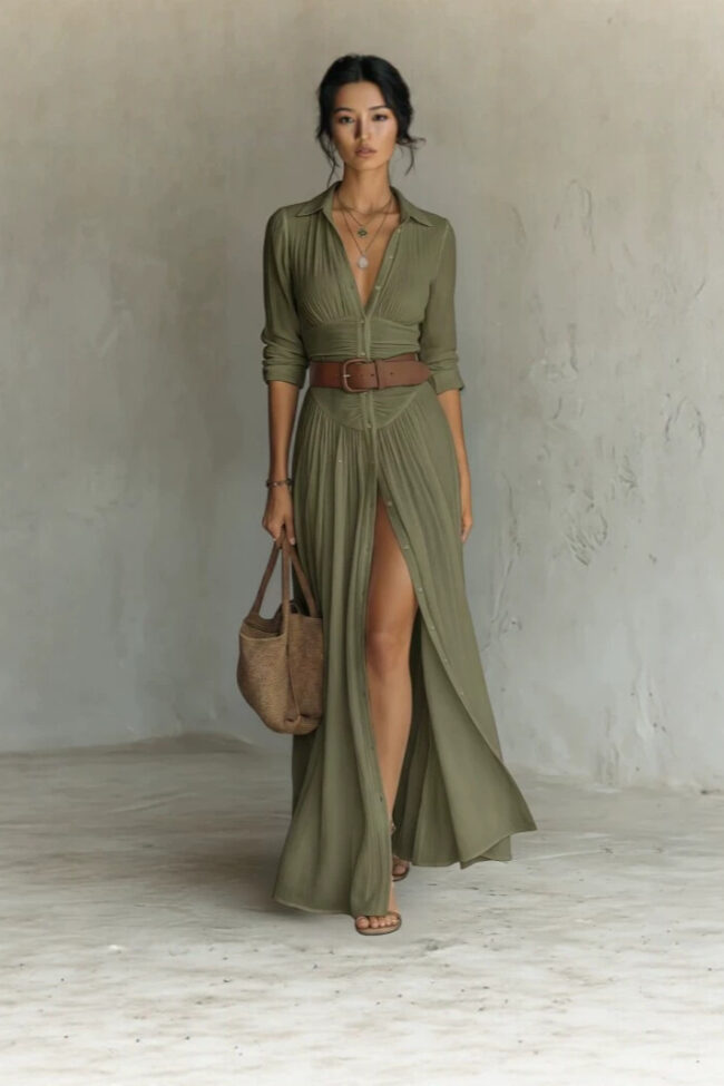 The Yvette Collared Shirt Dress with Belt – La Rose Couture Dresses & Gowns