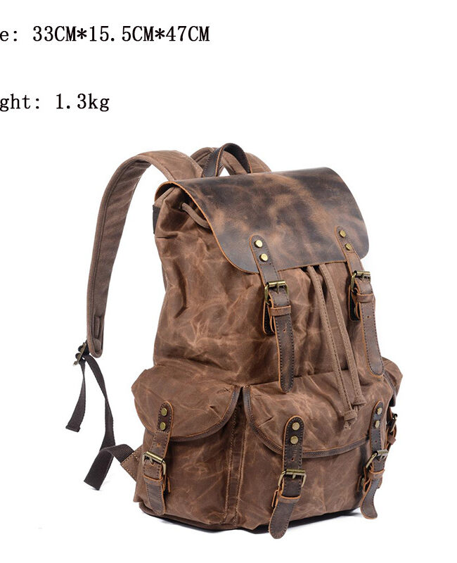 The Fabienne Casual European and American Student Vintage Oil Wax Canvas Backpack Detail – La Rose Couture Handbags & Clutches
