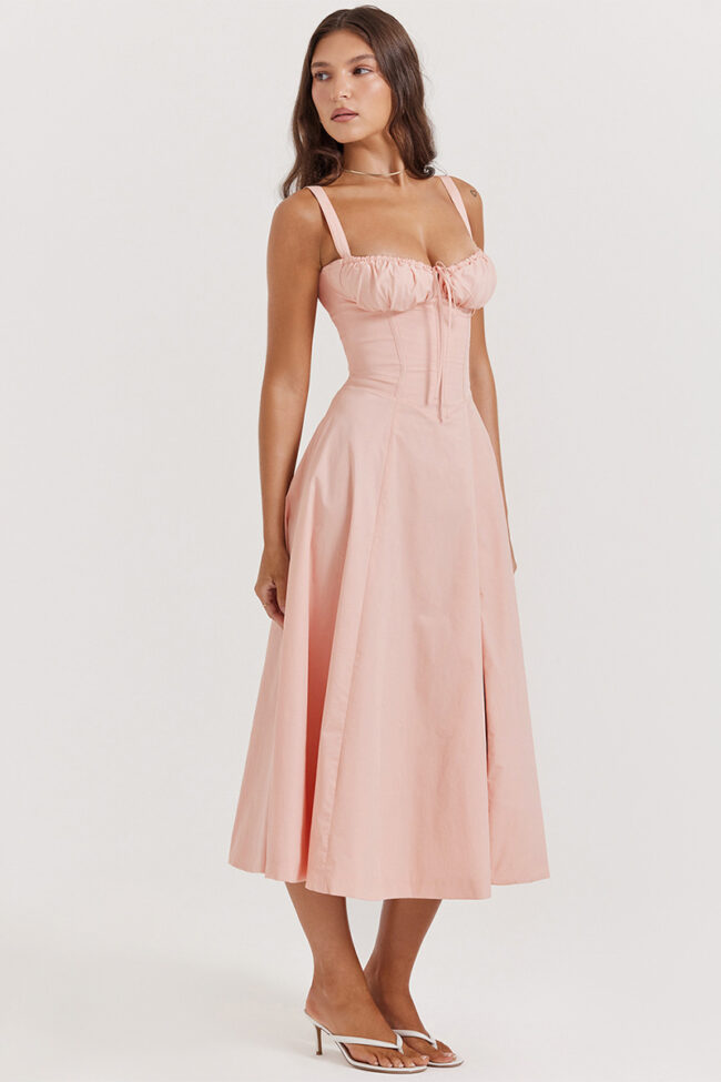 The Violette Strap Waist Sling Dress Detail – La Rose Couture Dresses & Gowns