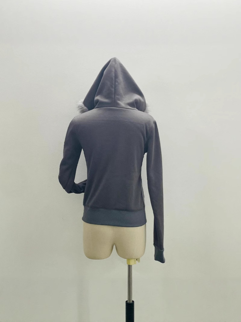 Fleece Lined Hooded Sweatshirt Coat - Image 4