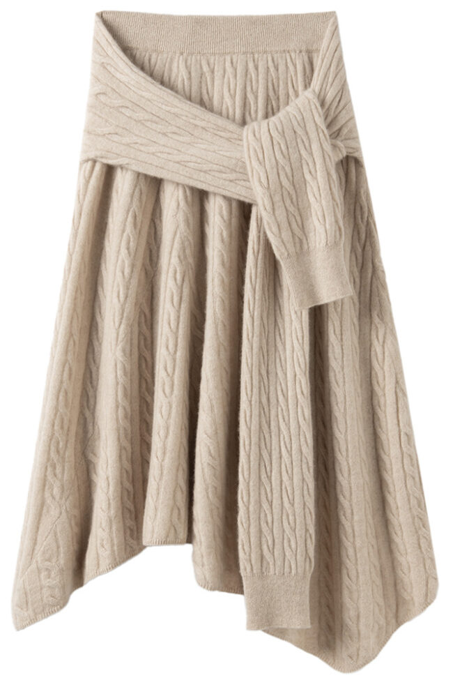 The Camille Cashmere Blend Knitted a Line Skirt Detail – La Rose Couture Trousers & Skirts