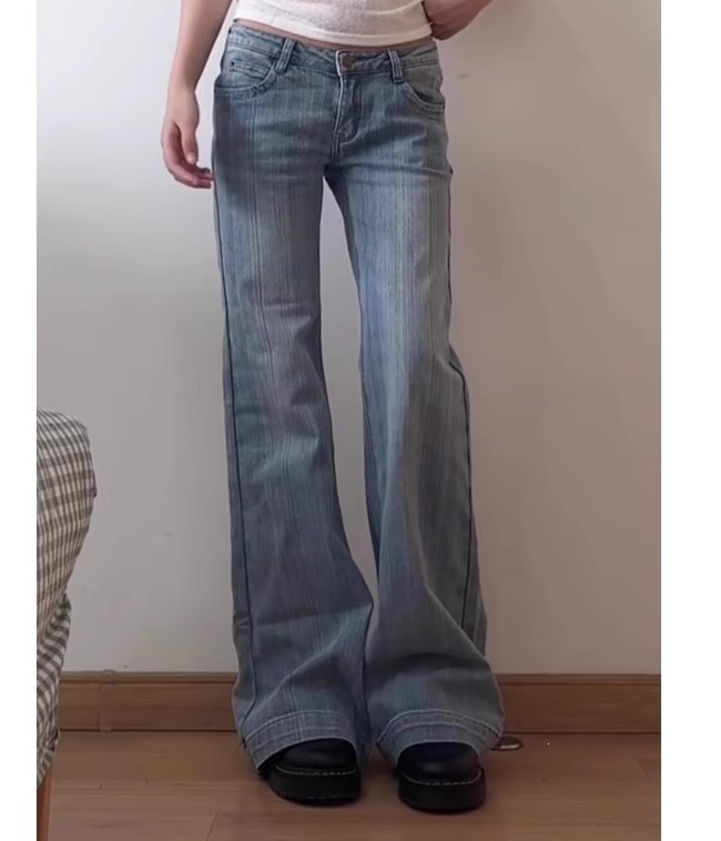 The Morgane Light Blue Flared Bootcut Jeans Low Waist Denim Pants – La Rose Couture Trousers & Skirts