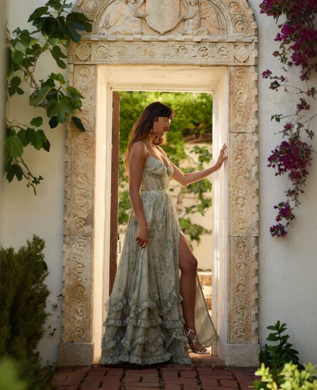 The Renee Floral Print Halter Neck Backless Dress Detail – La Rose Couture Dresses & Gowns