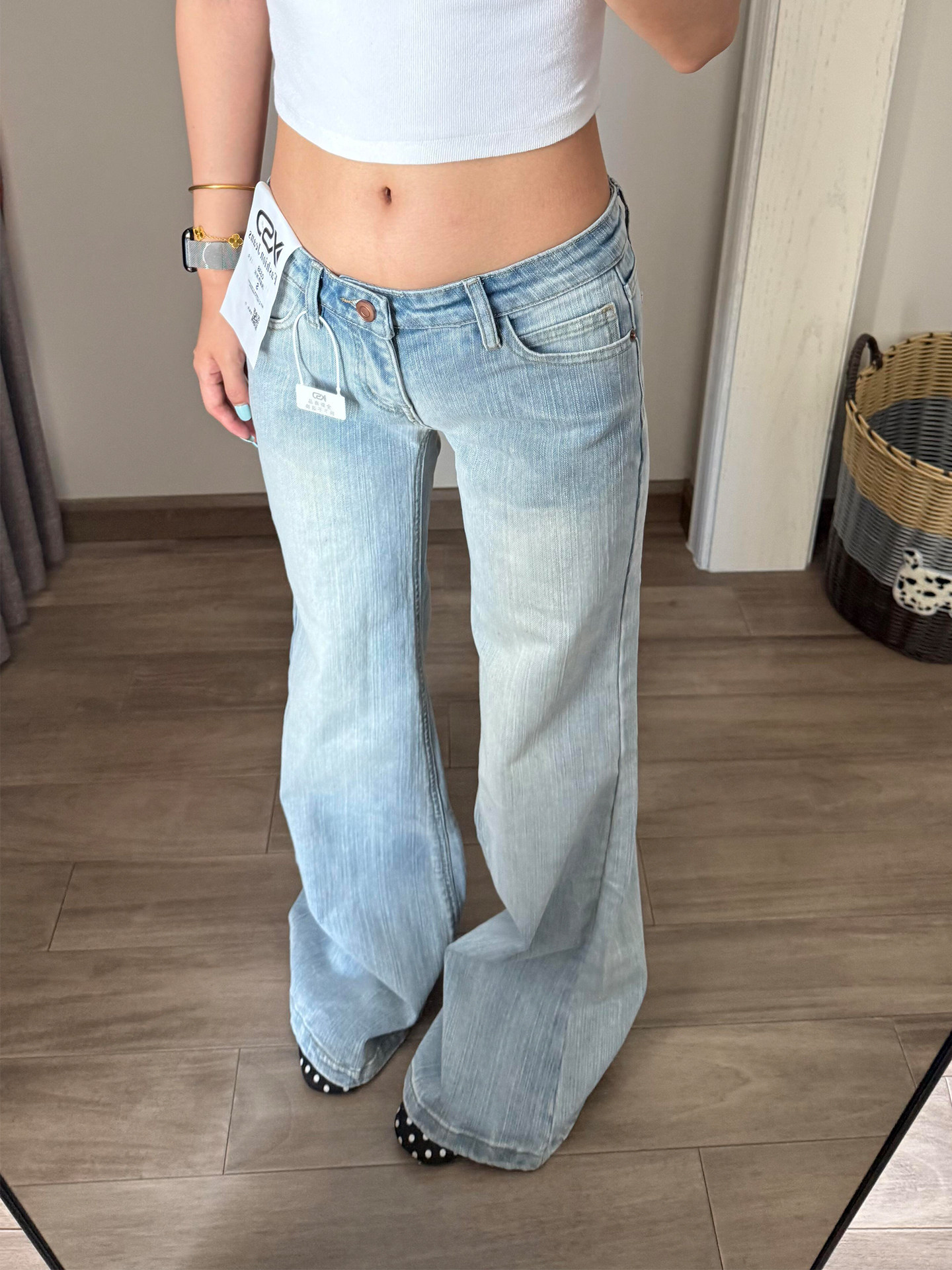 Women's low-waist slim-fitting straight-leg flared pants - Image 2