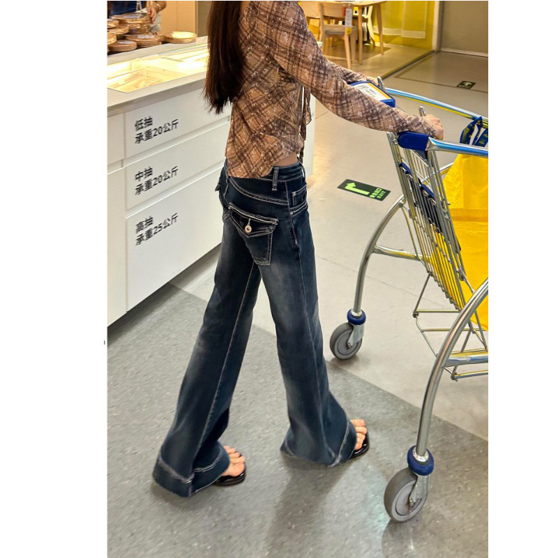 Low Waist Flared Denim Pants - Image 4
