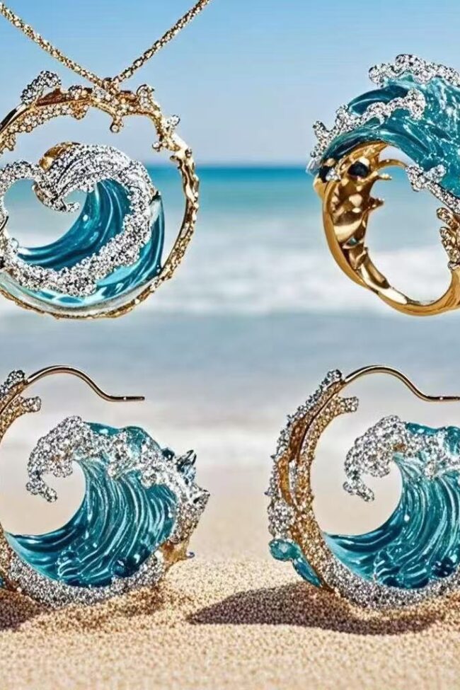 The Daphne Creative Wave Resin Decoration Jewelry Set – La Rose Couture Jewellery & Accessories