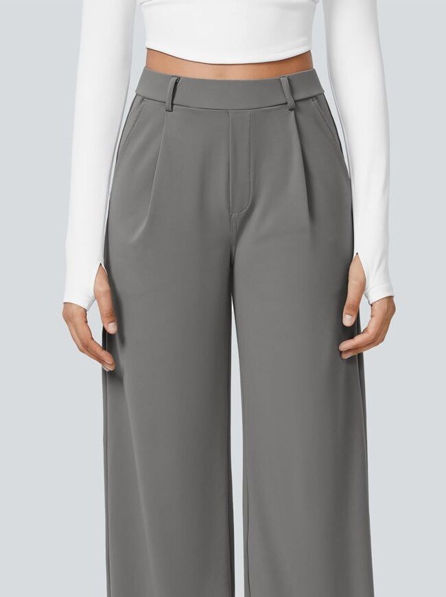 The Rosalie High Waist Suit Pants Stretch Breathable Comfortable Casual Detail – La Rose Couture Trousers & Skirts