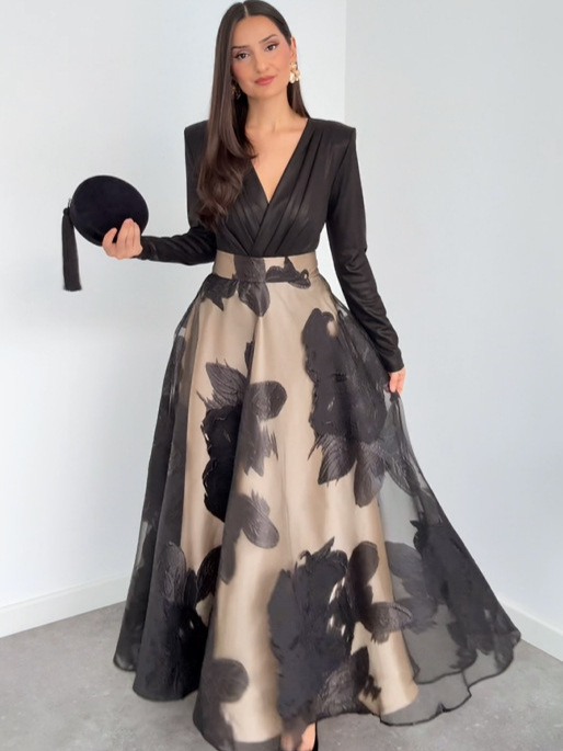 Printed stylish waist-cinching one-piece dress - Image 5