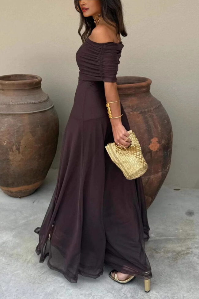 The Justine Mesh Panel Slim Fit Dress Detail – La Rose Couture Dresses & Gowns