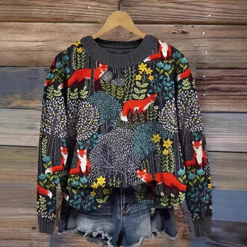 Print Long-Sleeve Women's Sweatshirt - Image 5