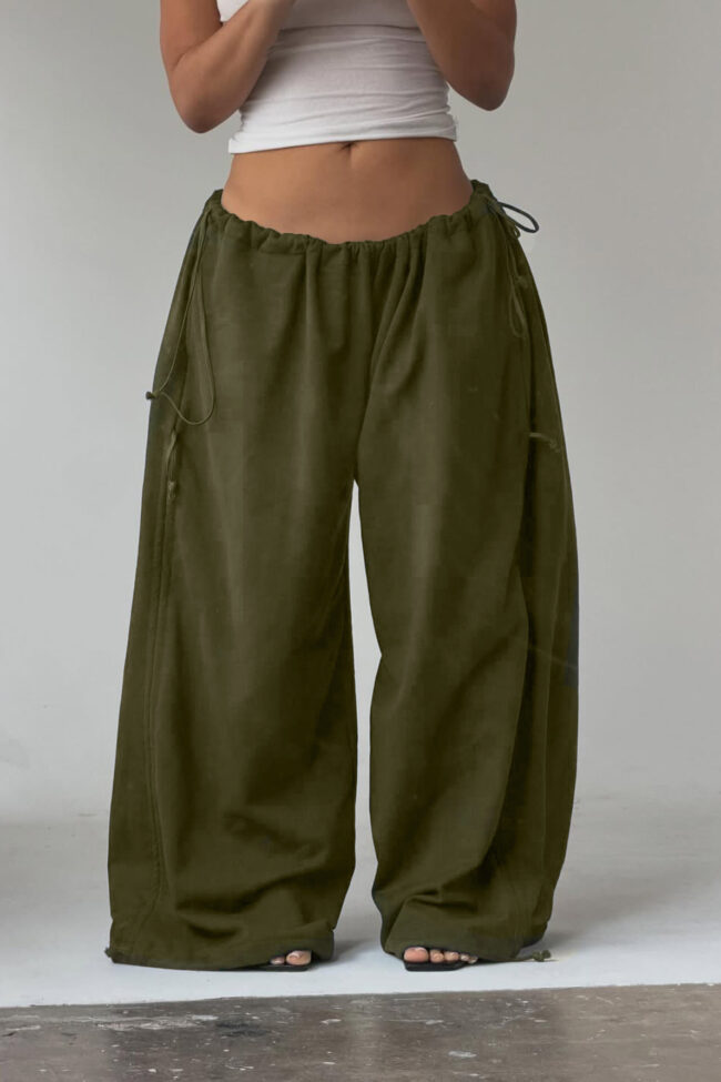 The Virginie Drawstring Waist Wide Leg Pants – La Rose Couture Trousers & Skirts