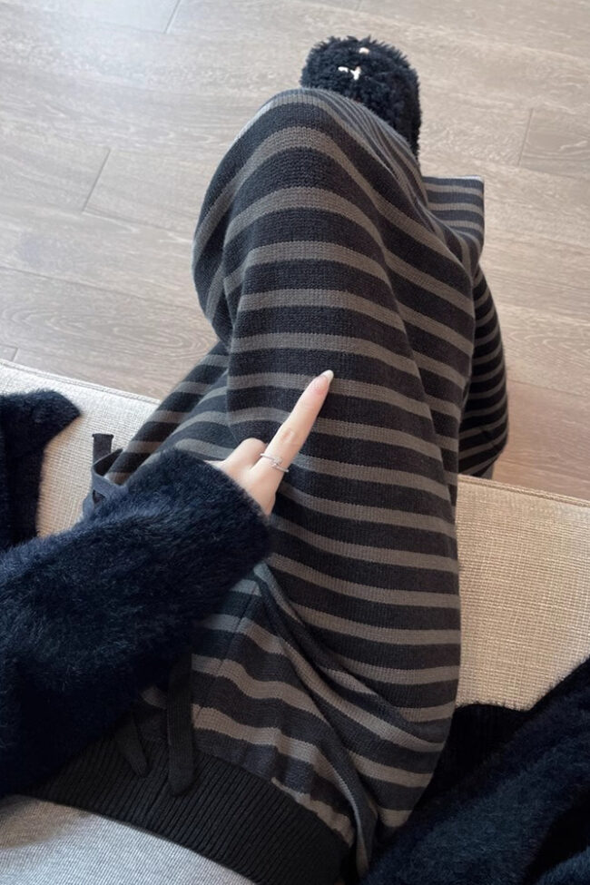 The Delphine Striped High Waist Wide Leg Pants Detail – La Rose Couture Trousers & Skirts