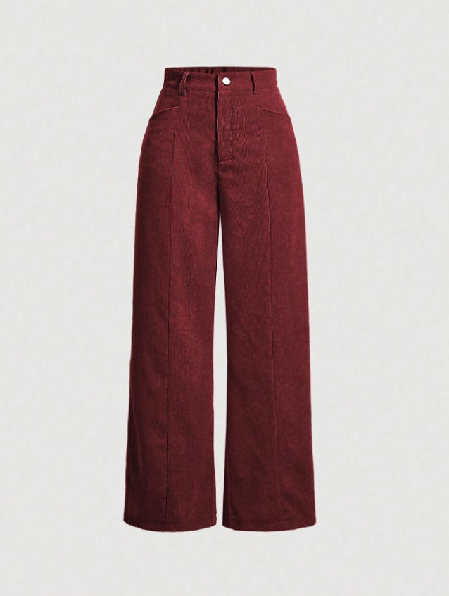Retro High-Waist Wide-Leg Corduroy Women's Trousers - Image 3