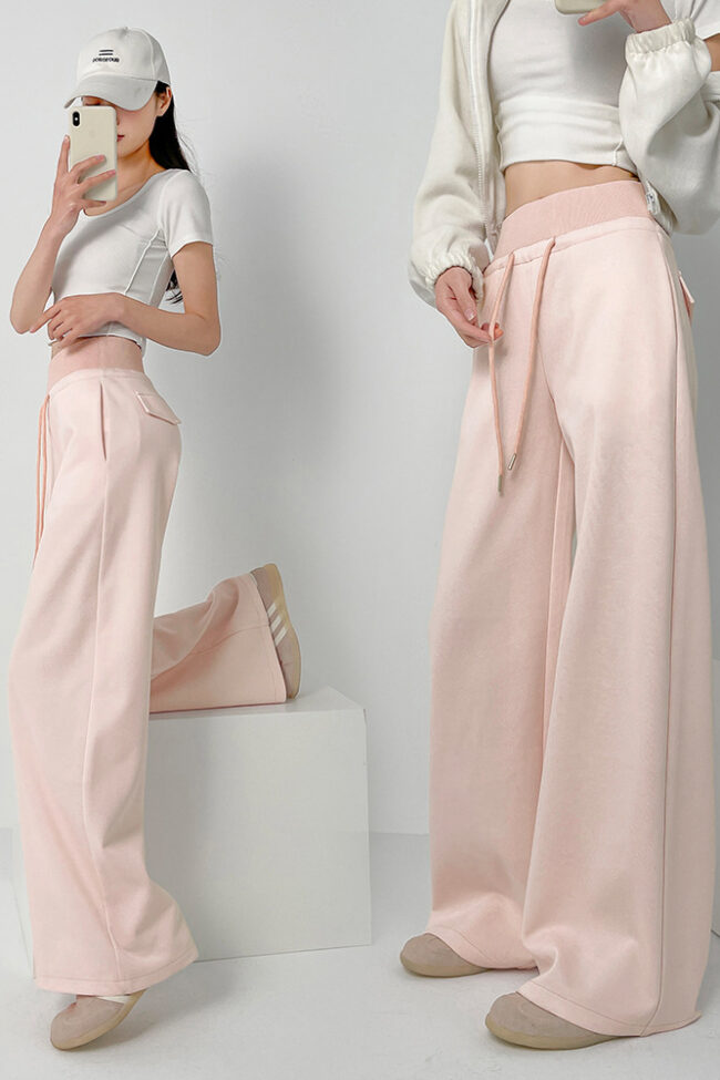 The Estelle High Waisted Loose Fit Wide Leg Casual Pants with Ant Waistband Detail – La Rose Couture Trousers & Skirts