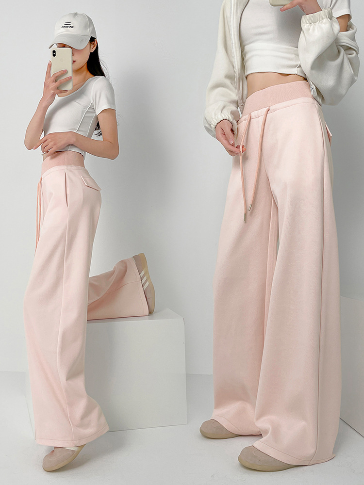 Women's High-Waisted Loose Fit Wide-Leg Casual Pants with Ant Waistband - Image 2